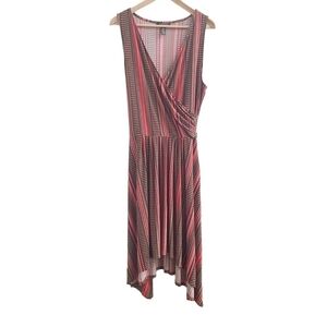 Lauren by Ralph Lauren | Sleeveless V-Neck Mixed Print Faux Wrap Dress (Size XL)